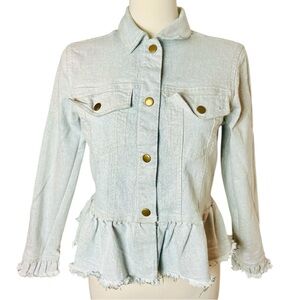 Indigo Thread Co. Gray Peplum Jacket Snap Front Pockets Women’s Size Small
